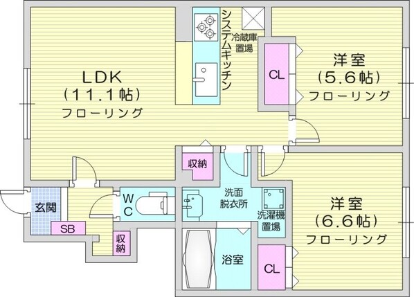 篠路駅 徒歩6分 1階の物件間取画像